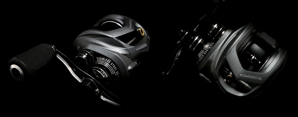 KOMODO SS LOW PROFILE BAITCAST REEL - Okuma Komodo SS Low Profile Baitcast Reel-Stainless steel gearing and drive shafts-Amazing levels of drag output